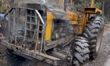 BOMBEIROS CONTROLAM PRINCIPIO DE INCÊNDIO EM TRATOR