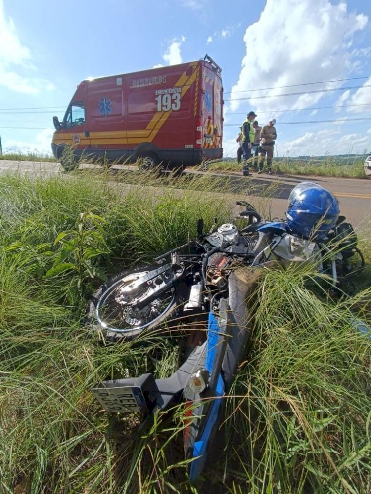 FRAIBURGO: ACIDENTE ENTRE CARRO E MOTO DEIXA HOMEM FERIDO