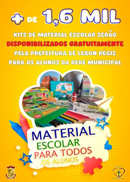 PREFEITURA DE LEBON RÉGIS DISPONIBILIZA TODO O MATERIAL ESCOLAR PARA ALUNOS DA REDE MUNICIPAL