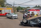 VEÍCULO CAPOTA EM RODOVIA APÓS COLIDIR EM OUTRO