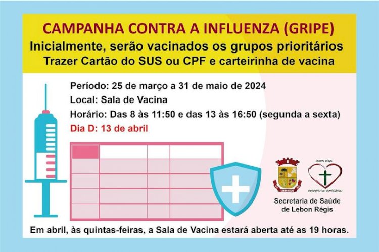 CAMPANHA DE VACINAÇÃO CONTRA A GRIPE INFLUENZA