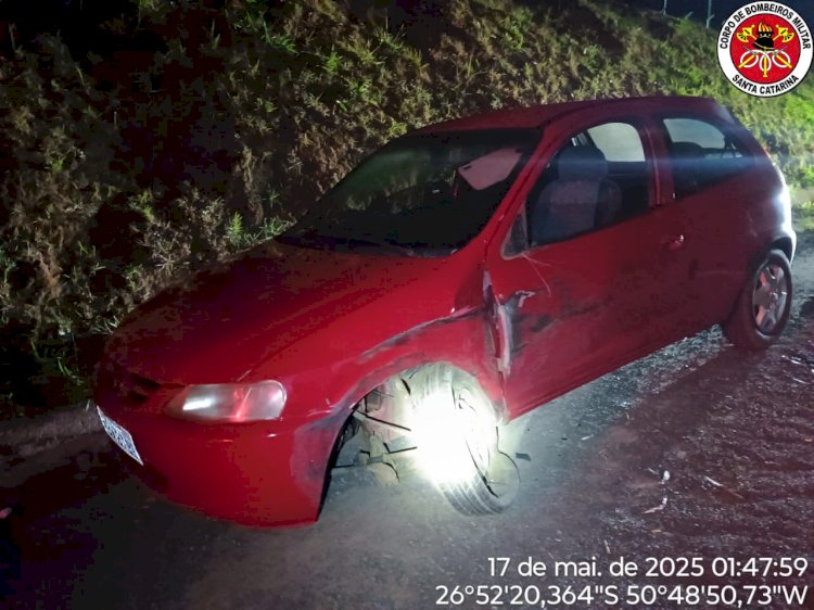 LEBON RÉGIS: ACIDENTE DEIXA HOMEM FERIDO COM CORTE NA CABEÇA